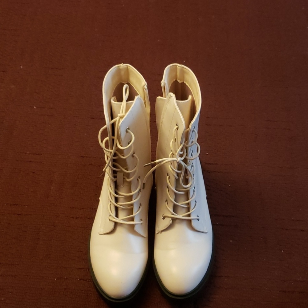Cream combat boots